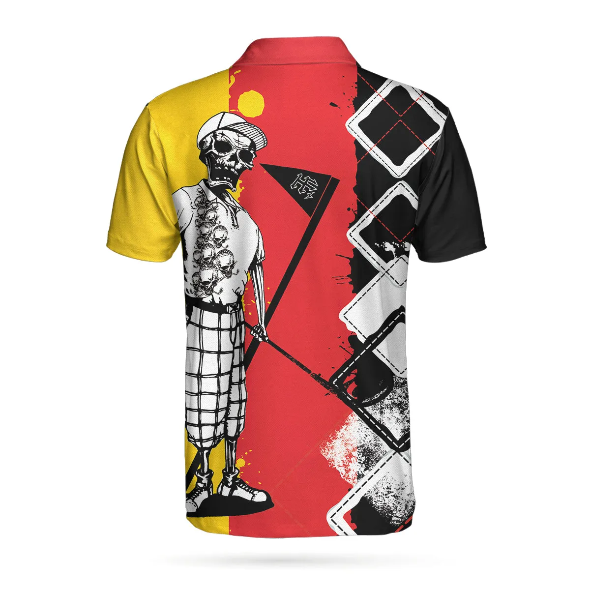 Golf I Like It Rough German Flag Polo Shirt, White Argyle Pattern Skeleton Golfing Polo Shirt, Funny Golf Shirt For Men Coolspod