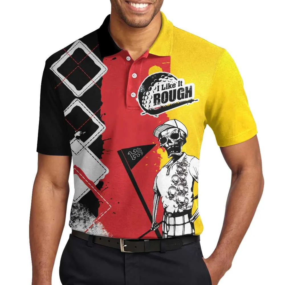 Golf I Like It Rough German Flag Polo Shirt, White Argyle Pattern Skeleton Golfing Polo Shirt, Funny Golf Shirt For Men Coolspod