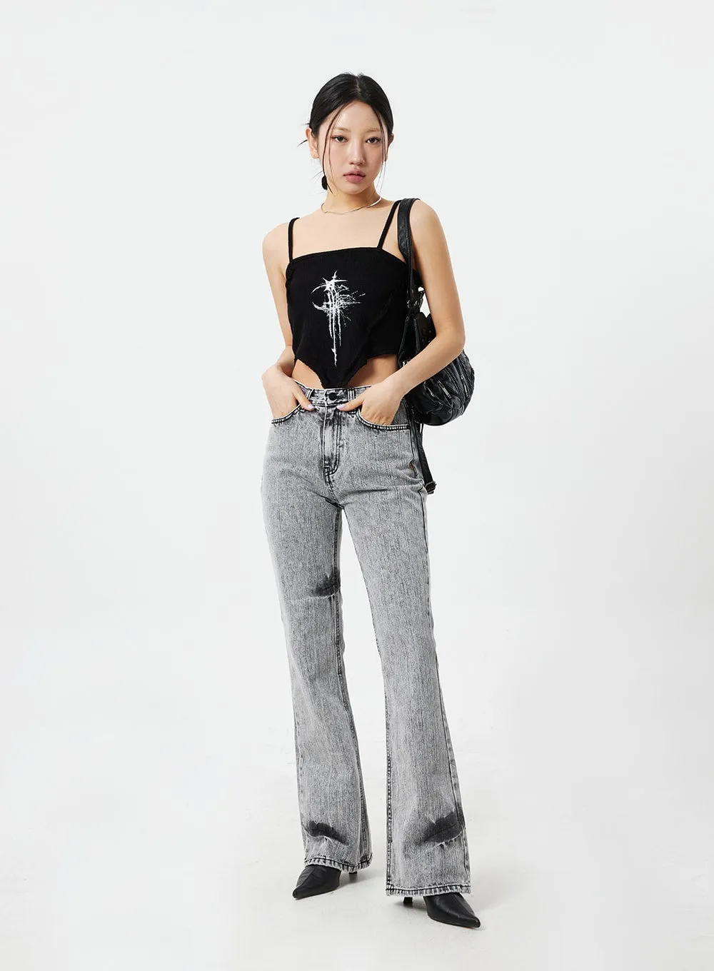 Grey Bootcut Jeans CM324
