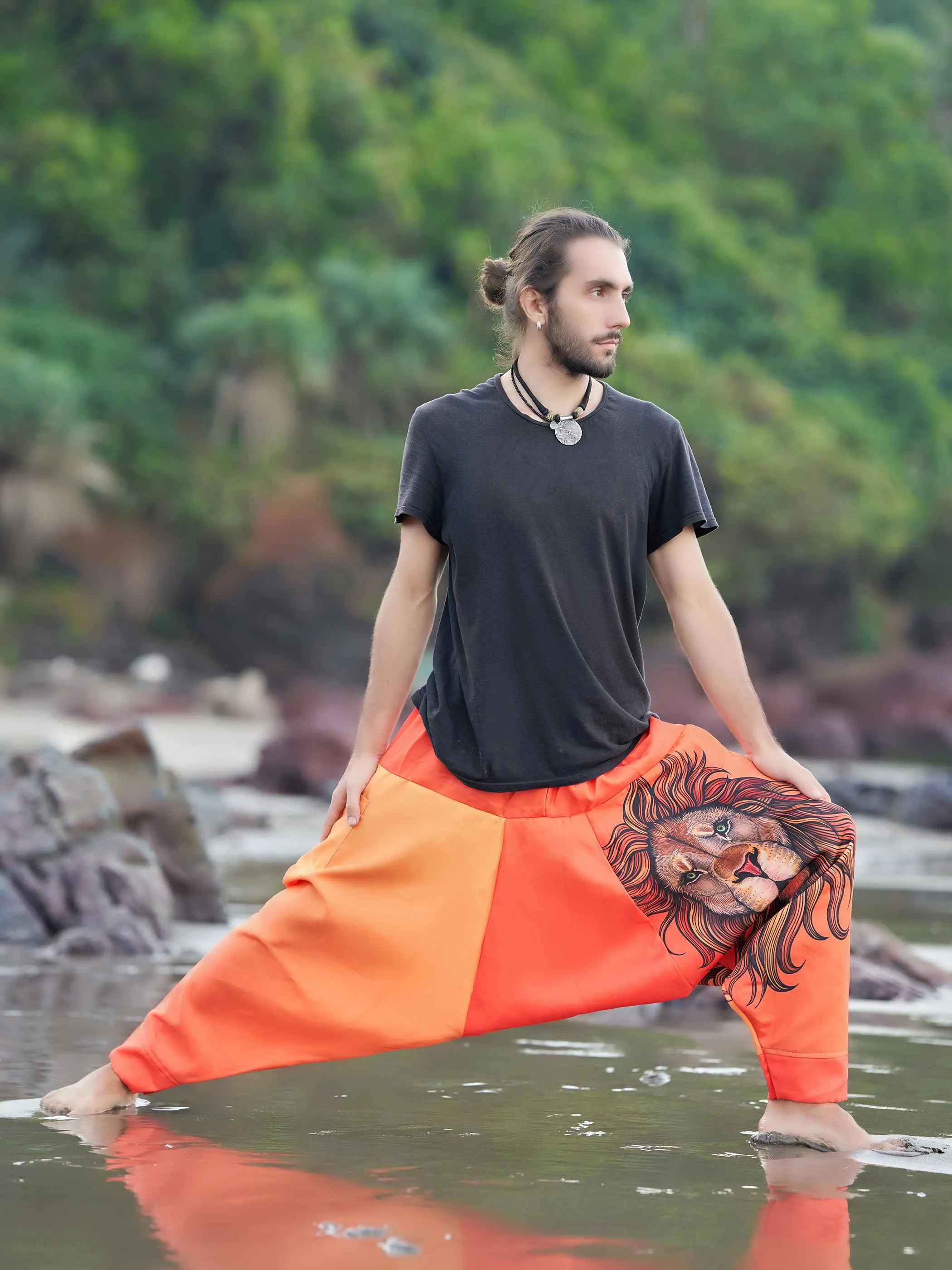 Men's Boho Lion Genie Pants Bohemian Hippy Harem Pants For Dance