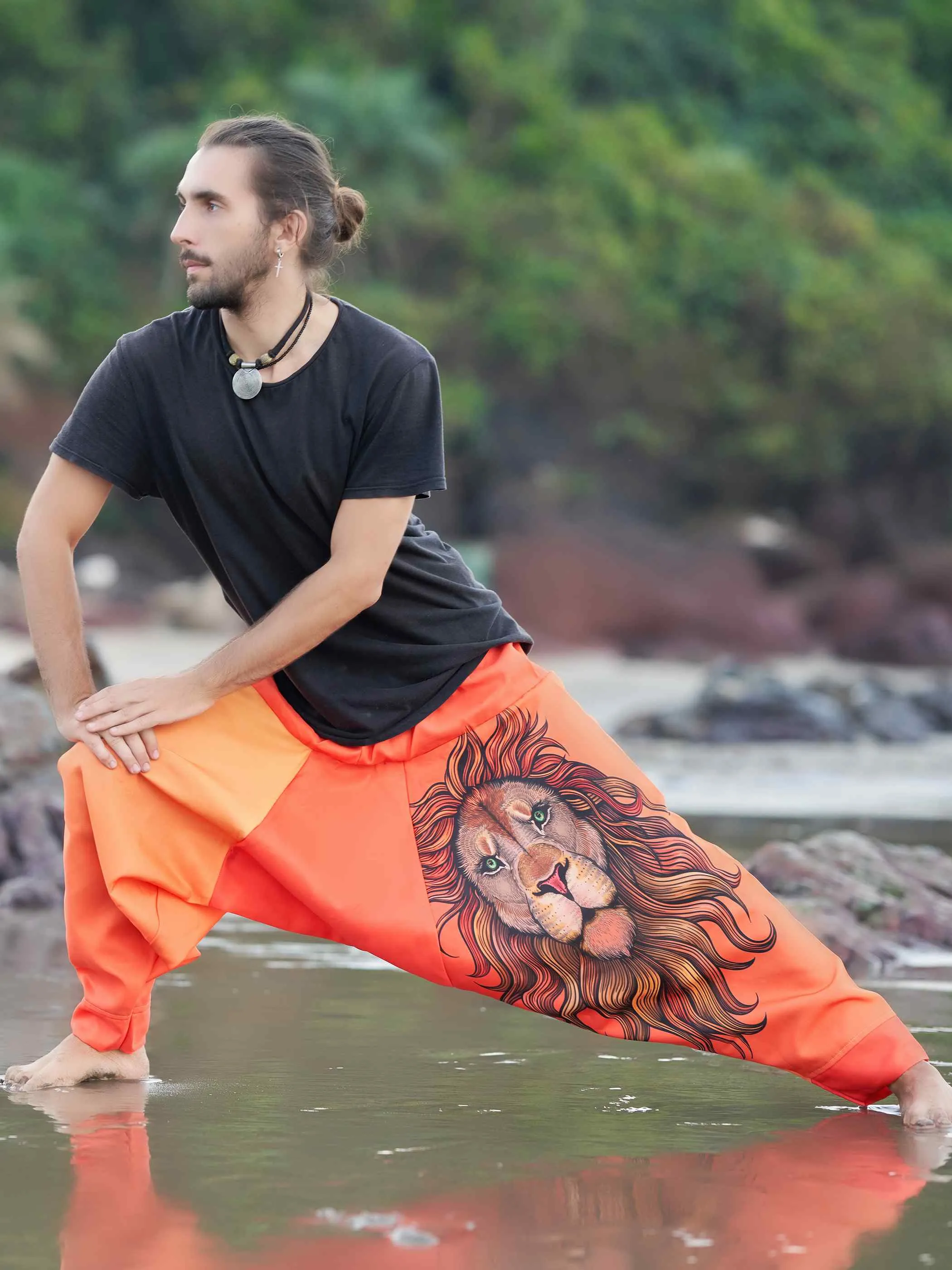 Men's Boho Lion Genie Pants Bohemian Hippy Harem Pants For Dance