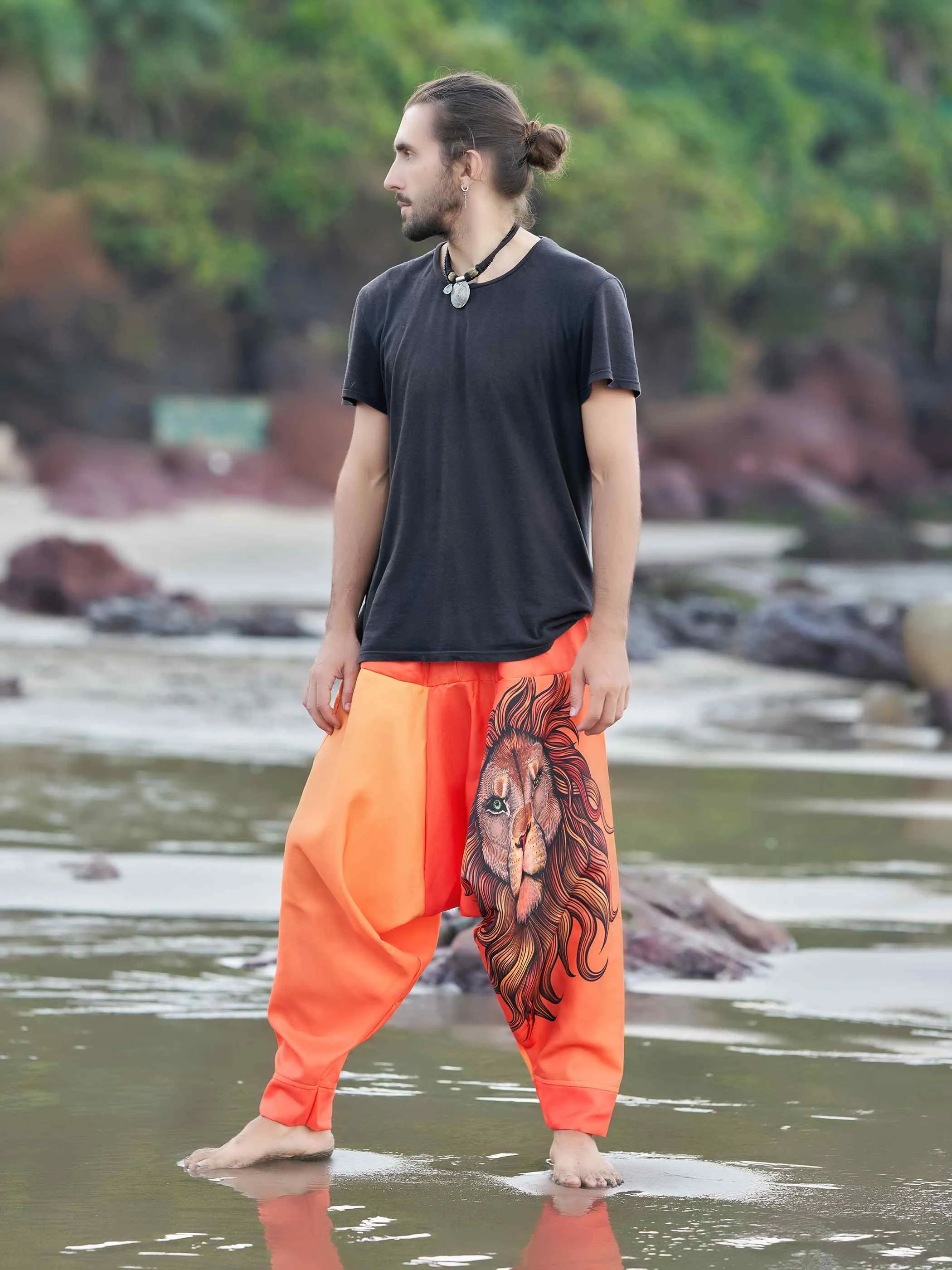 Men's Boho Lion Genie Pants Bohemian Hippy Harem Pants For Dance