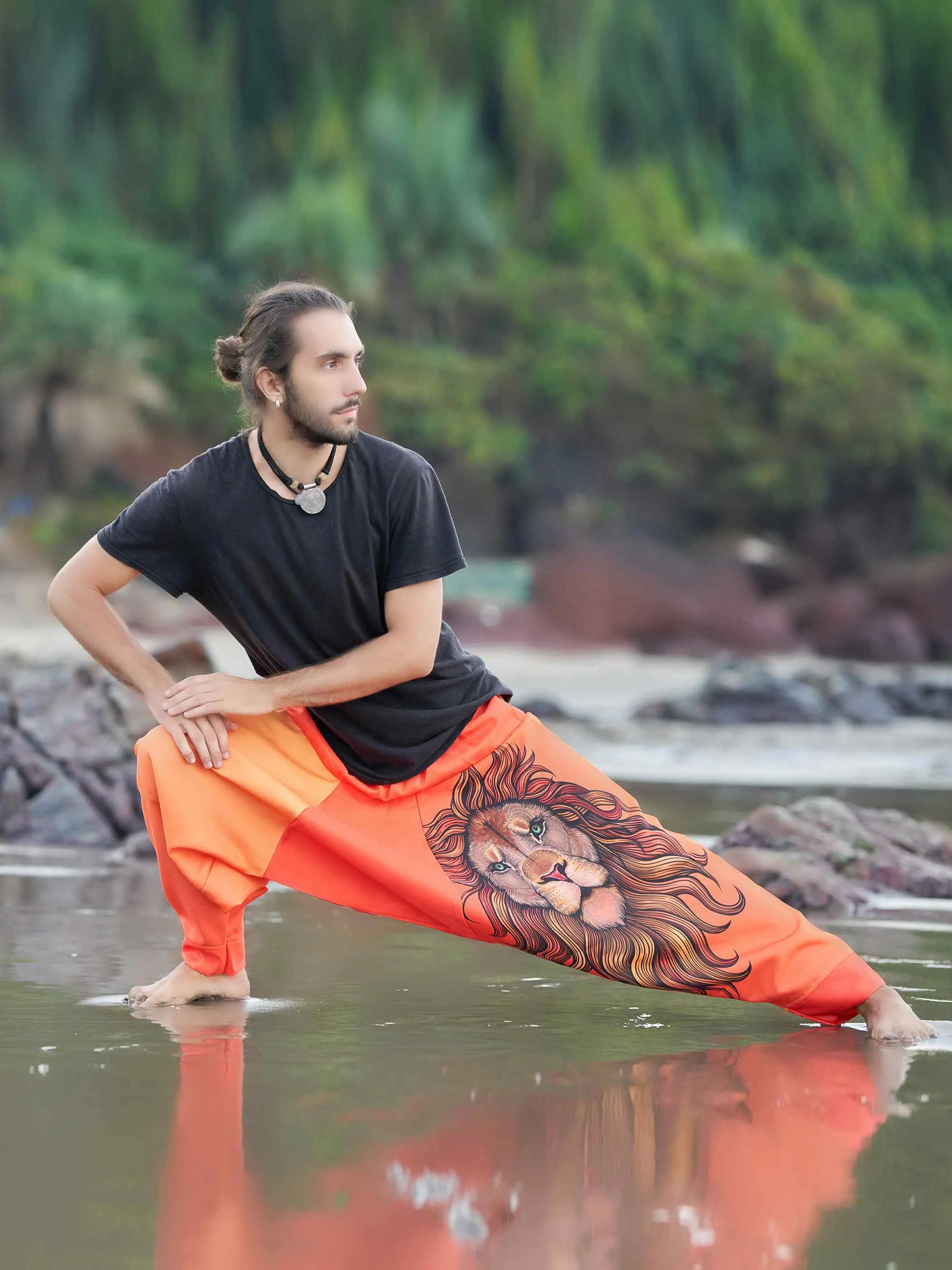 Men's Boho Lion Genie Pants Bohemian Hippy Harem Pants For Dance