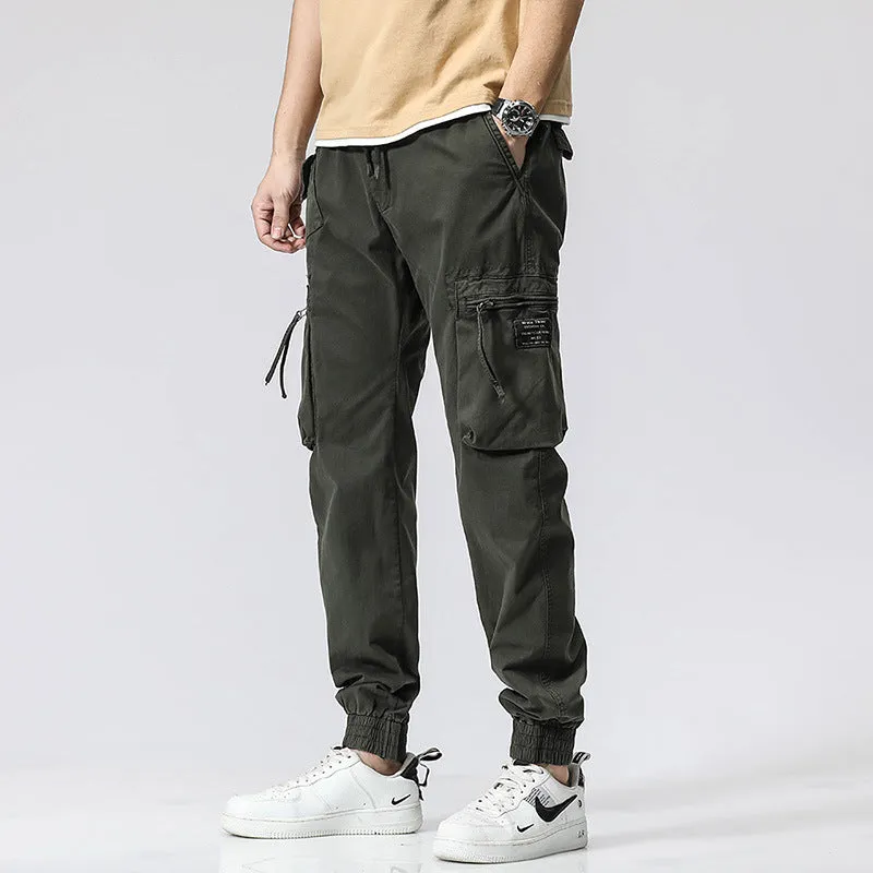 Men's Casual Multi-Pocket Jogger Pants | Elastic Waist Pure Cotton