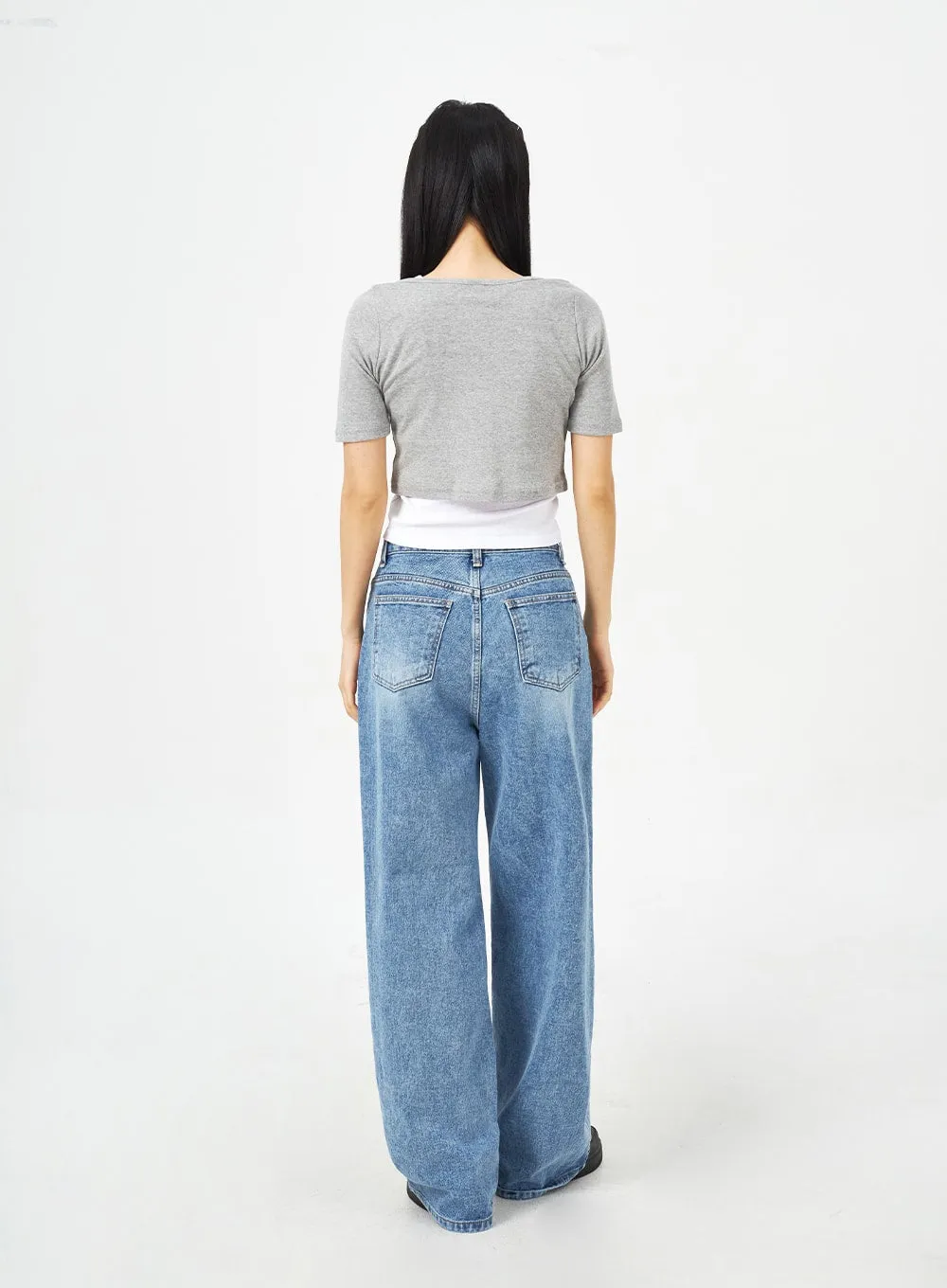 Mid-Wash Bootcut Jeans CM323