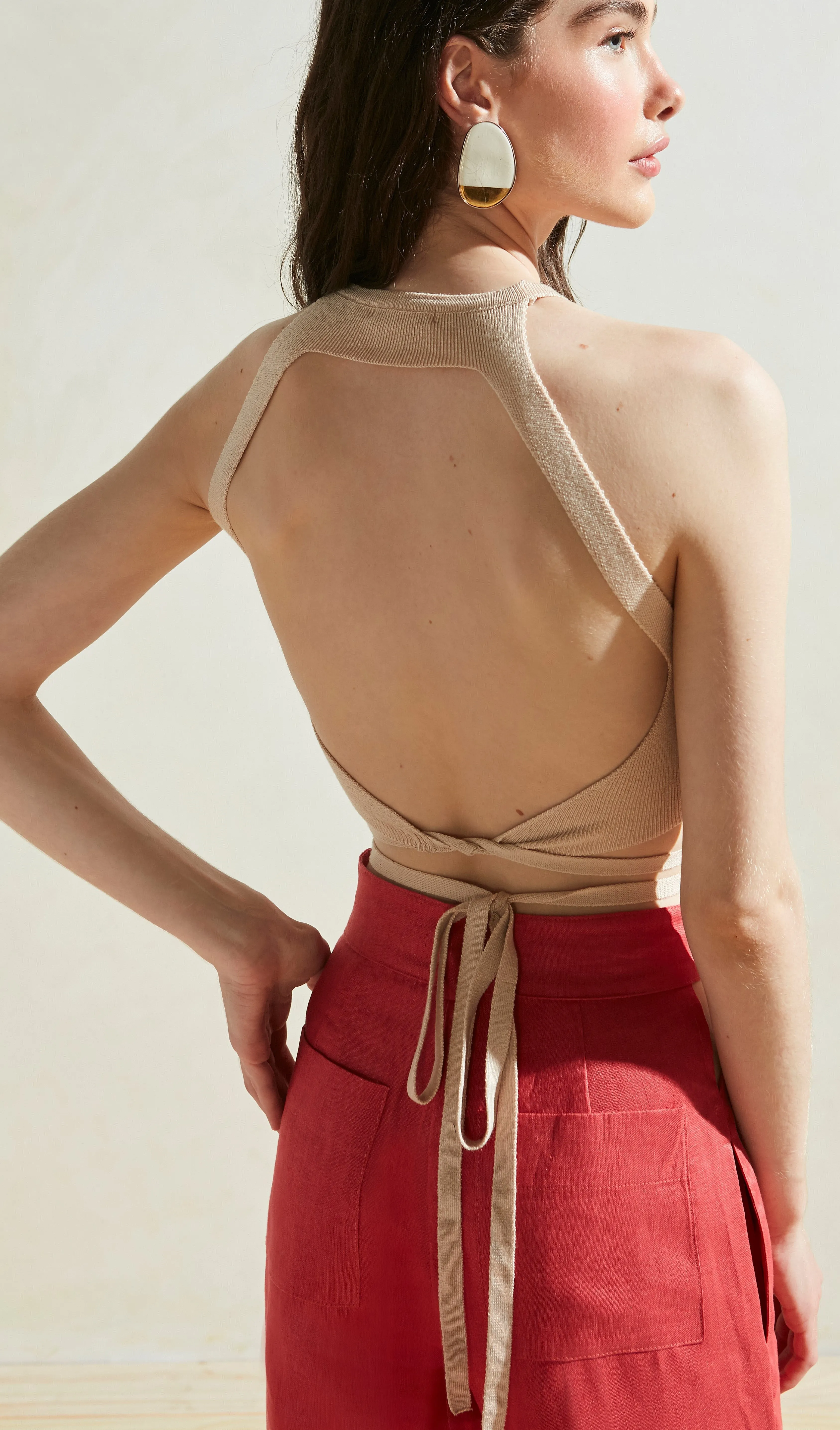 Naomi Linen Pants in Red