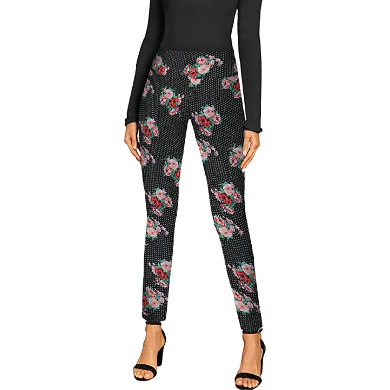 Regular Fit Office Skinny Leggings With Print For Women