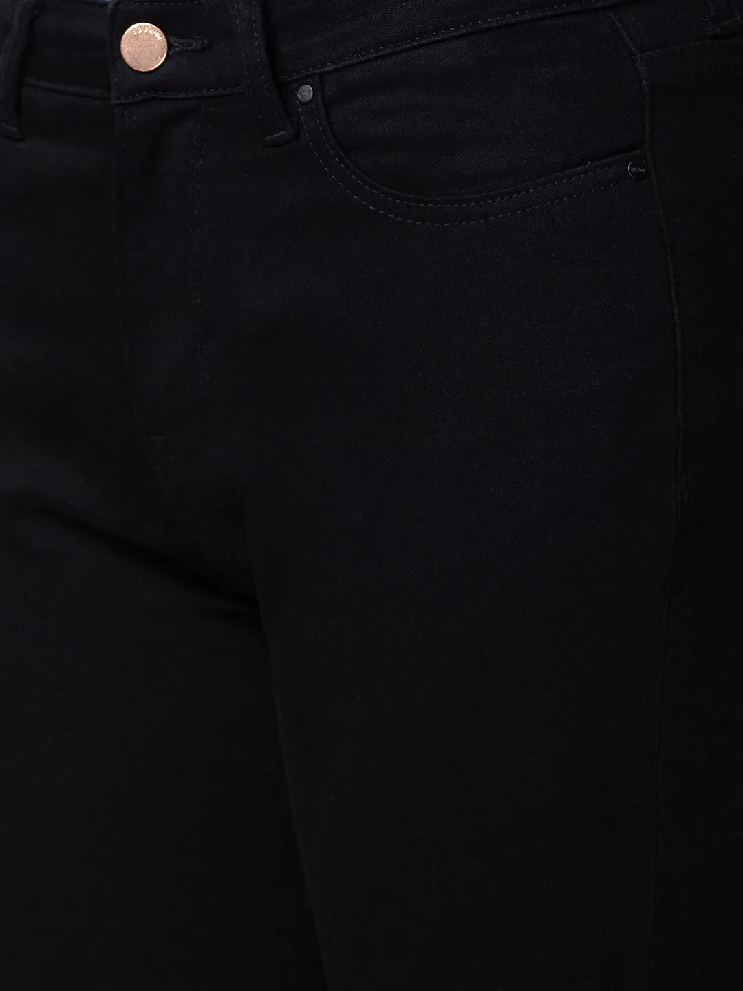 Spykar Women Black Cotton Bootcut Fit Ankle Length Jeans (Elissa)